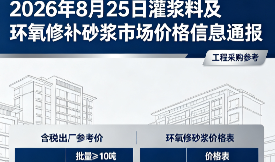 宜宾2026年8月25日灌浆料及环氧修补砂浆市场价格信息通报